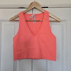 Athleta Bright Coral V-Neck Crop Top
